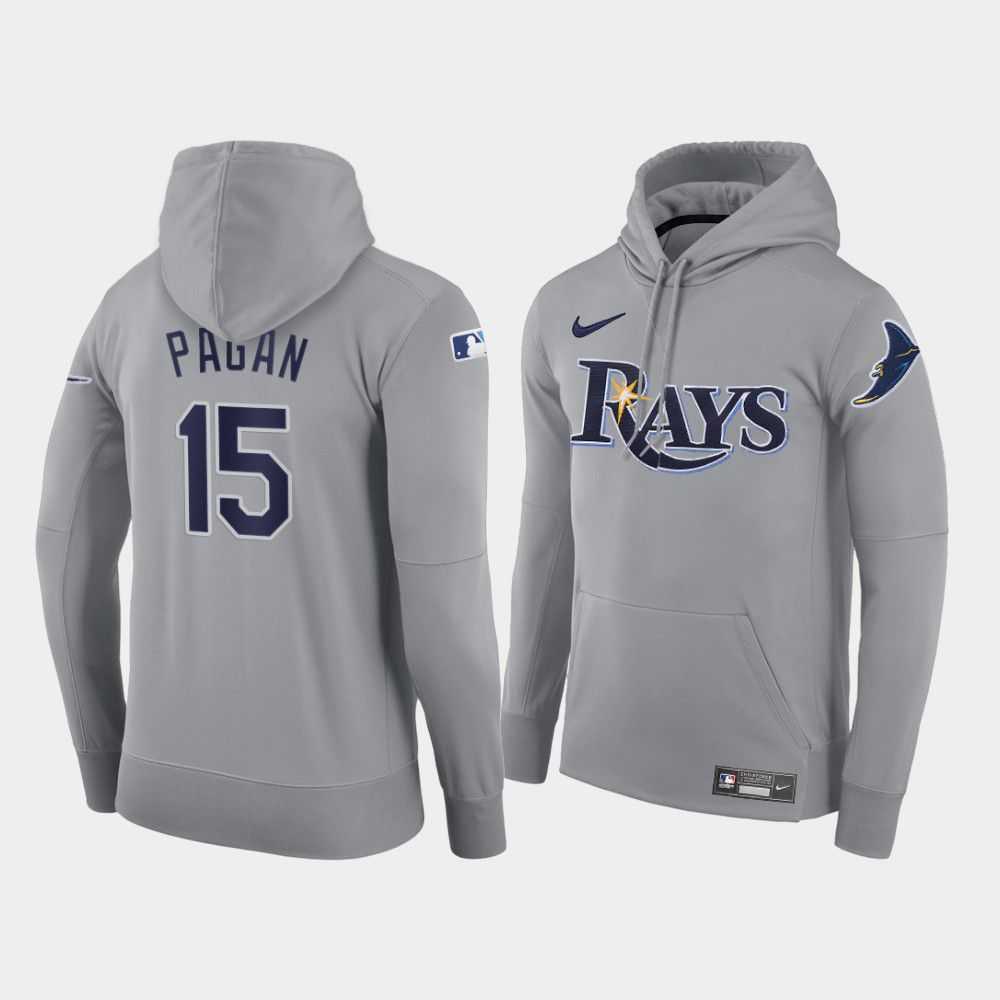 Men Tampa Bay Rays 15 Pagan gray road hoodie 2021 MLB Nike Jerseys